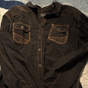 Buckle Black Casual Button Down Shirt